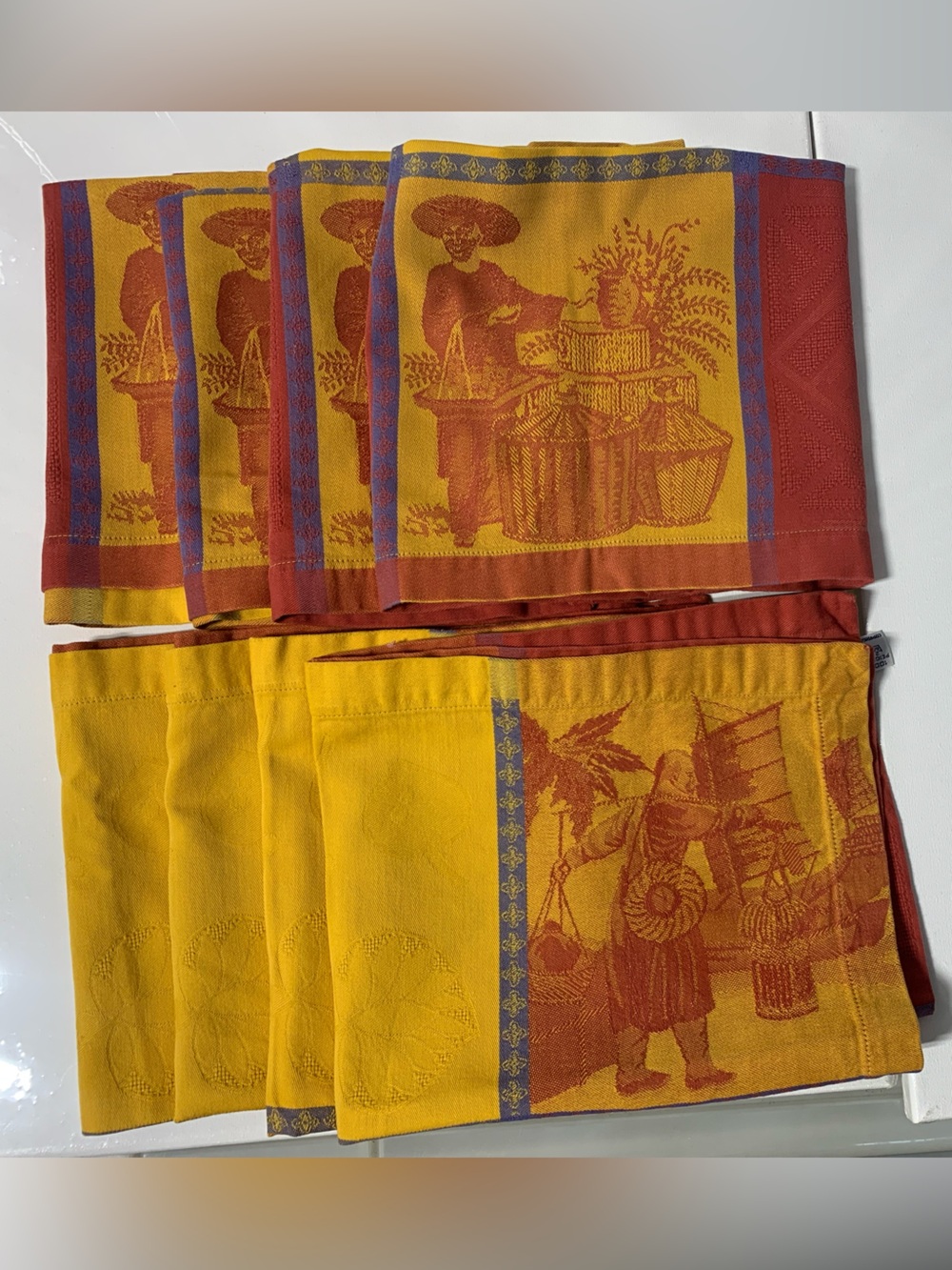 Eight Le Jacquard Français Primrose Border Napkins - 8 Pieces